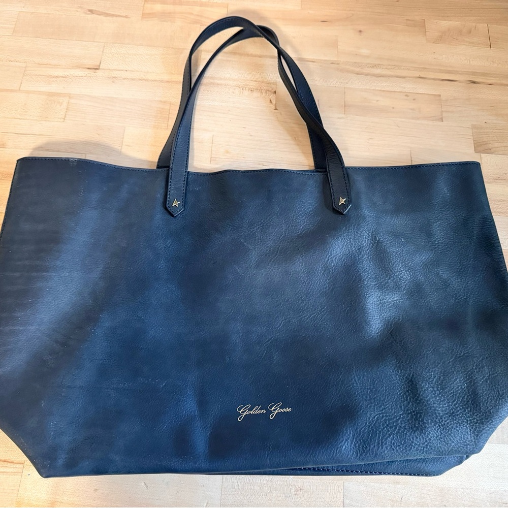 Authenticated Golden Goose calfskin black leather tote
